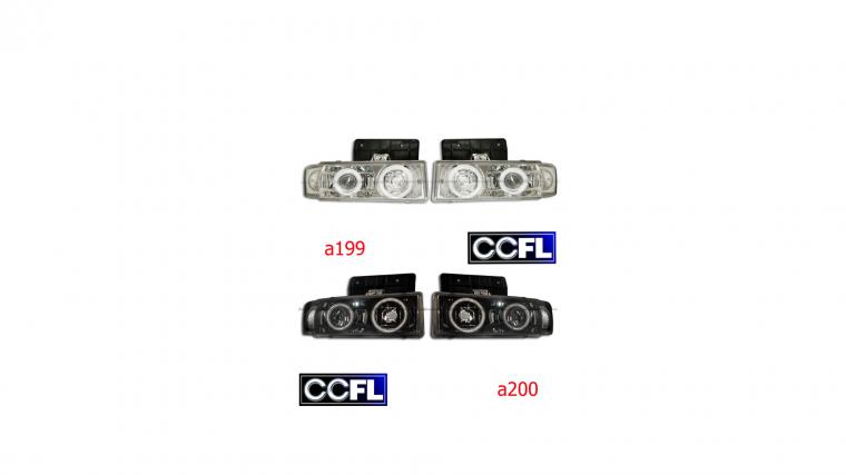 商品番号5719/95y- アストロ/サファリ CCFLリング付　プロジェクターヘッドライト(クロームa199/JDMブラックa200) CC